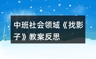 中班社會領(lǐng)域《找影子》教案反思