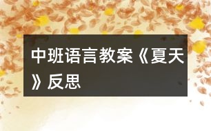 中班語(yǔ)言教案《夏天》反思