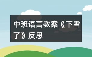 中班語(yǔ)言教案《下雪了》反思