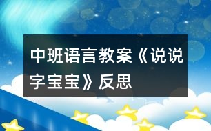 中班語言教案《說說字寶寶》反思