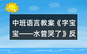 中班語言教案《字寶寶――水管哭了》反思