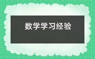 數(shù)學(xué)學(xué)習(xí)經(jīng)驗(yàn)