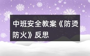 中班安全教案《防燙防火》反思