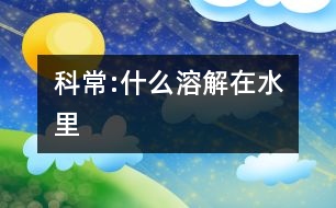 科常:什么溶解在水里