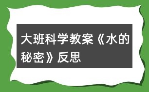 大班科學(xué)教案《水的秘密》反思