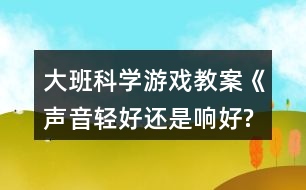 大班科學(xué)游戲教案《聲音輕好還是響好?》反思