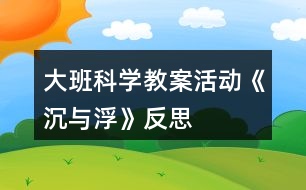 大班科學(xué)教案活動(dòng)《沉與浮》反思