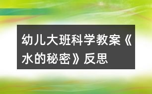 幼兒大班科學(xué)教案《水的秘密》反思