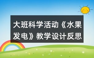 大班科學活動《水果發(fā)電》教學設計反思