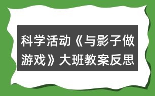 科學(xué)活動《與影子做游戲》大班教案反思