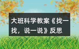 大班科學(xué)教案《找一找，說(shuō)一說(shuō)》反思