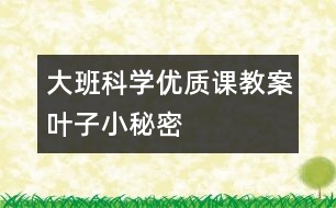 大班科學(xué)優(yōu)質(zhì)課教案：葉子小秘密