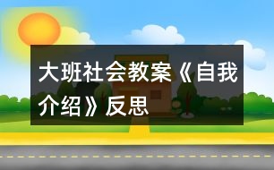 大班社會(huì)教案《自我介紹》反思