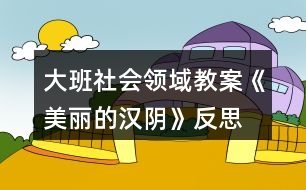 大班社會領域教案《美麗的漢陰》反思