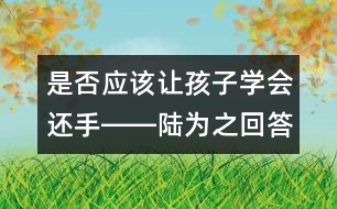 是否應該讓孩子學會還手――陸為之回答