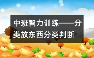 中班智力訓(xùn)練――分類放東西（分類、判斷、習(xí)慣、記憶）