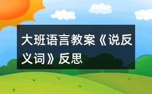 大班語(yǔ)言教案《說(shuō)反義詞》反思