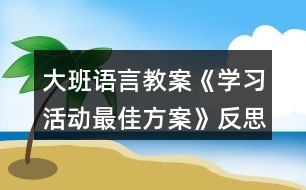 大班語言教案《學(xué)習活動最佳方案》反思