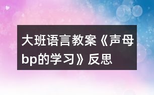 大班語言教案《聲母b、p的學(xué)習(xí)》反思