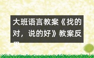 大班語言教案《找的對，說的好》教案反思