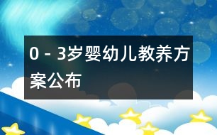 0－3歲嬰幼兒教養(yǎng)方案公布