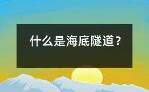 什么是海底隧道？