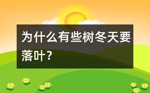 為什么有些樹冬天要落葉？