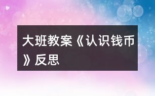 大班教案《認識錢幣》反思